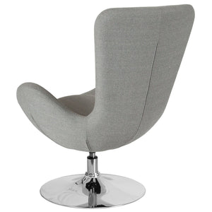 English Elm Egg Series Contemporary High-Back Reception Chair with Swivel Seat and Lumbar Support for Comfort Light Gray Fabric CH-162430-LTGY-FAB-GG
