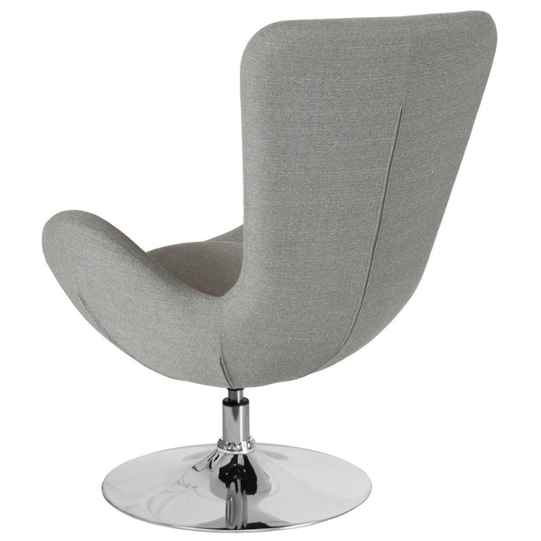 English Elm Egg Series Contemporary High-Back Reception Chair with Swivel Seat and Lumbar Support for Comfort Light Gray Fabric CH-162430-LTGY-FAB-GG