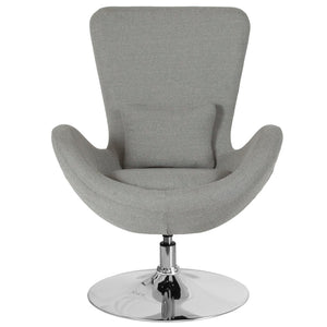English Elm Egg Series Contemporary High-Back Reception Chair with Swivel Seat and Lumbar Support for Comfort Light Gray Fabric CH-162430-LTGY-FAB-GG
