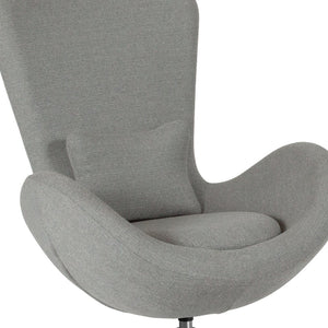 English Elm Egg Series Contemporary High-Back Reception Chair with Swivel Seat and Lumbar Support for Comfort Light Gray Fabric CH-162430-LTGY-FAB-GG