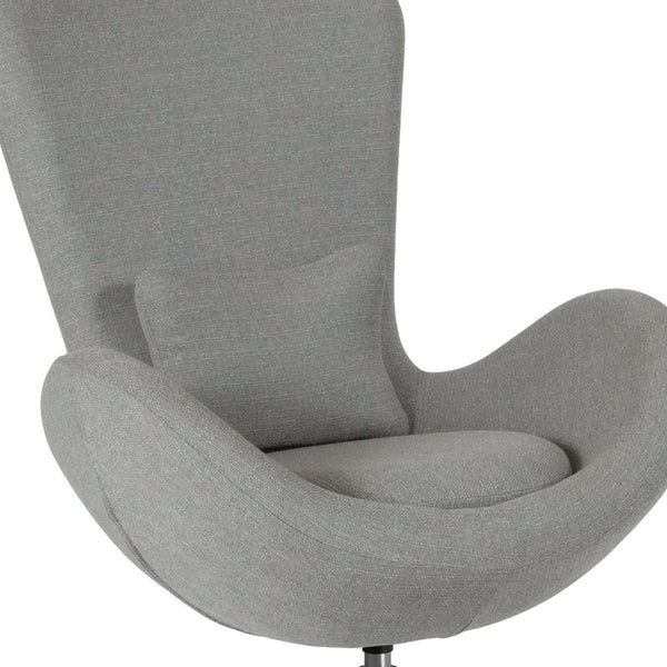English Elm Egg Series Contemporary High-Back Reception Chair with Swivel Seat and Lumbar Support for Comfort Light Gray Fabric CH-162430-LTGY-FAB-GG