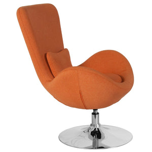 English Elm Egg Series Contemporary High-Back Reception Chair with Swivel Seat and Lumbar Support for Comfort Orange Fabric CH-162430-OR-FAB-GG