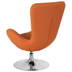 English Elm Egg Series Contemporary High-Back Reception Chair with Swivel Seat and Lumbar Support for Comfort Orange Fabric CH-162430-OR-FAB-GG