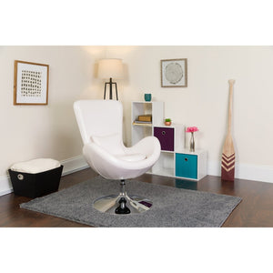 English Elm Egg Series High-Back Reception Chair with Swivel Design and Lumbar Support for Modern Interiors White LeatherSoft CH-162430-WH-LEA-GG