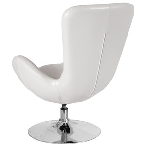 English Elm Egg Series High-Back Reception Chair with Swivel Design and Lumbar Support for Modern Interiors White LeatherSoft CH-162430-WH-LEA-GG