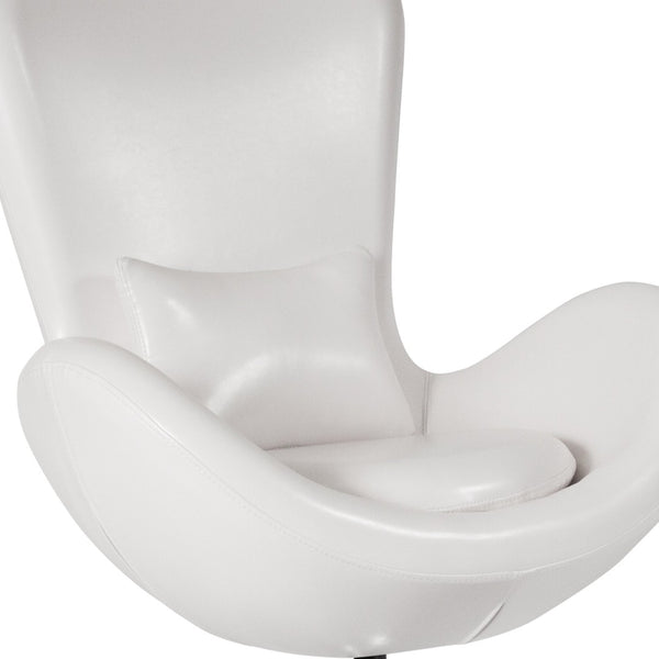 English Elm Egg Series High-Back Reception Chair with Swivel Design and Lumbar Support for Modern Interiors White LeatherSoft CH-162430-WH-LEA-GG