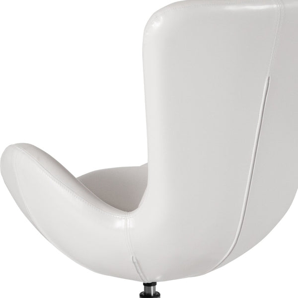 English Elm Egg Series High-Back Reception Chair with Swivel Design and Lumbar Support for Modern Interiors White LeatherSoft CH-162430-WH-LEA-GG