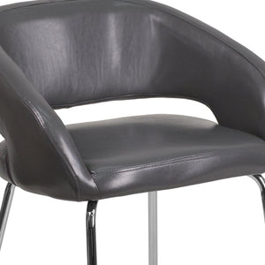 English Elm Fusion Series Contemporary LeatherSoft Lounge Chair with Chrome Frame for Stylish Reception Areas Gray CH-162731-GY-GG