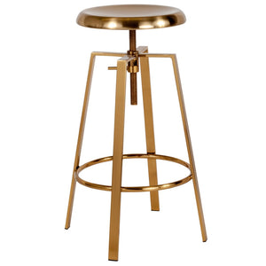 English Elm Toledo Industrial Style Barstool with Adjustable Height & 360° Swivel for Modern Home Bars Gold CH-181070-26S-GLD-GG