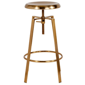 English Elm Toledo Industrial Style Barstool with Adjustable Height & 360° Swivel for Modern Home Bars Gold CH-181070-26S-GLD-GG