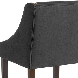 English Elm Carmel Series 24" High Transitional Counter Stool with Elegant Nailhead Trim for Stylish Dining Spaces Charcoal Fabric CH-182020-24-BK-F-GG