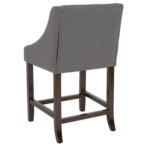English Elm Carmel Series 24" High Transitional Counter Stool with Elegant Nailhead Trim for Stylish Dining Spaces Dark Gray Fabric CH-182020-24-DKGY-F-GG