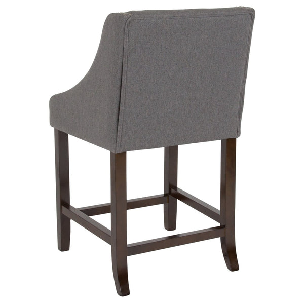 English Elm Carmel Series 24" High Transitional Counter Stool with Elegant Nailhead Trim for Stylish Dining Spaces Dark Gray Fabric CH-182020-24-DKGY-F-GG