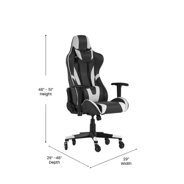 English Elm X20 Gaming Chair - Ergonomic Racing-Style Office Chair with Reclining Back and Smooth Roller Wheels Black CH-187230-1-BK-RLB-GG