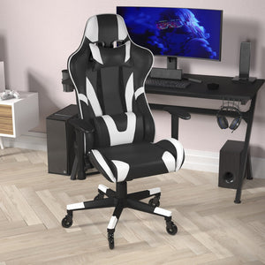 English Elm X20 Gaming Chair - Ergonomic Racing-Style Office Chair with Reclining Back and Smooth Roller Wheels Black CH-187230-1-BK-RLB-GG
