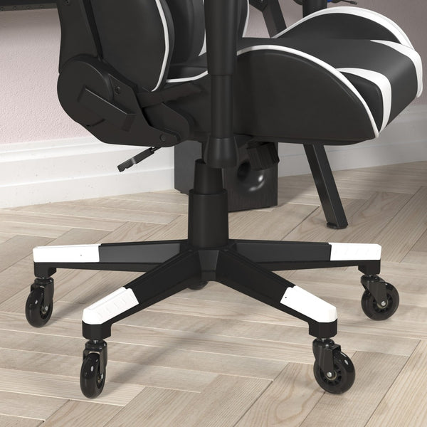 English Elm X20 Gaming Chair - Ergonomic Racing-Style Office Chair with Reclining Back and Smooth Roller Wheels Black CH-187230-1-BK-RLB-GG