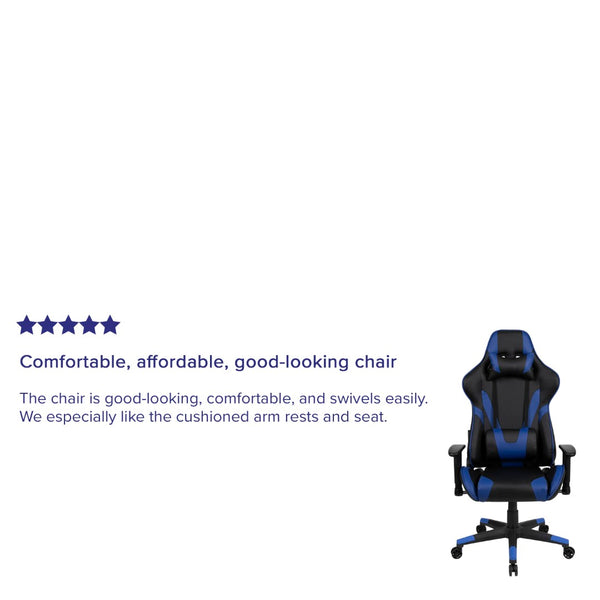 English Elm X20 Gaming Chair - Ergonomic High-Back Office Seat with Fully Reclining Back for Ultimate Comfort Blue CH-187230-1-BL-GG