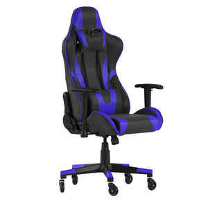 English Elm X20 Gaming Chair - Ergonomic Racing-Style Office Chair with Reclining Back and Smooth Roller Wheels Blue CH-187230-1-BL-RLB-GG