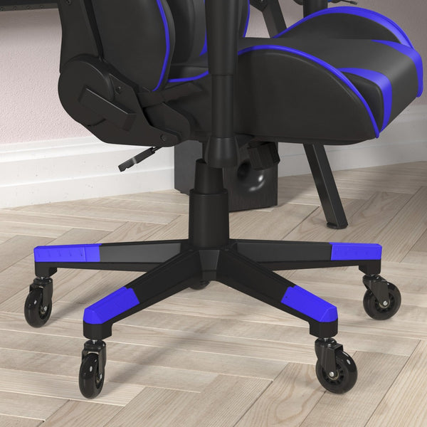 English Elm X20 Gaming Chair - Ergonomic Racing-Style Office Chair with Reclining Back and Smooth Roller Wheels Blue CH-187230-1-BL-RLB-GG