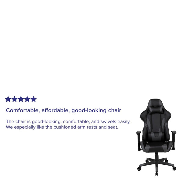 English Elm X20 Gaming Chair - Ergonomic High-Back Office Seat with Fully Reclining Back for Ultimate Comfort Gray CH-187230-1-GY-GG