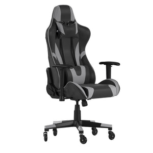 English Elm X20 Gaming Chair - Ergonomic Racing-Style Office Chair with Reclining Back and Smooth Roller Wheels Gray CH-187230-1-GY-RLB-GG