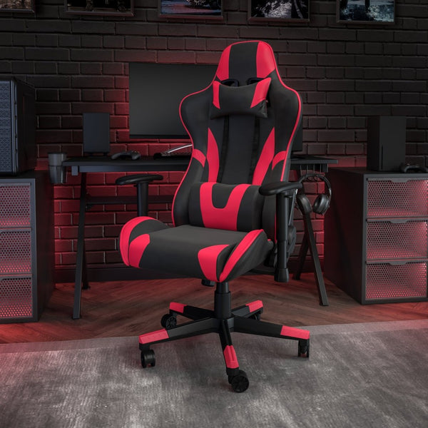 English Elm X20 Gaming Chair - Ergonomic High-Back Office Seat with Fully Reclining Back for Ultimate Comfort Red CH-187230-1-Red-GG