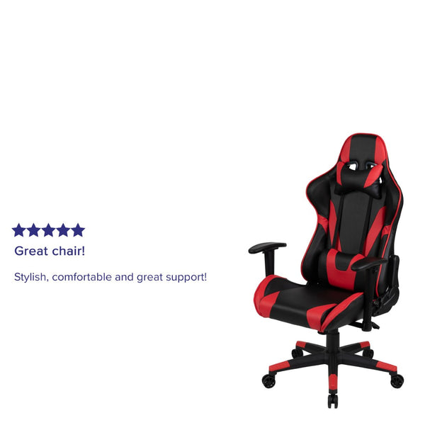 English Elm X20 Gaming Chair - Ergonomic High-Back Office Seat with Fully Reclining Back for Ultimate Comfort Red CH-187230-1-Red-GG