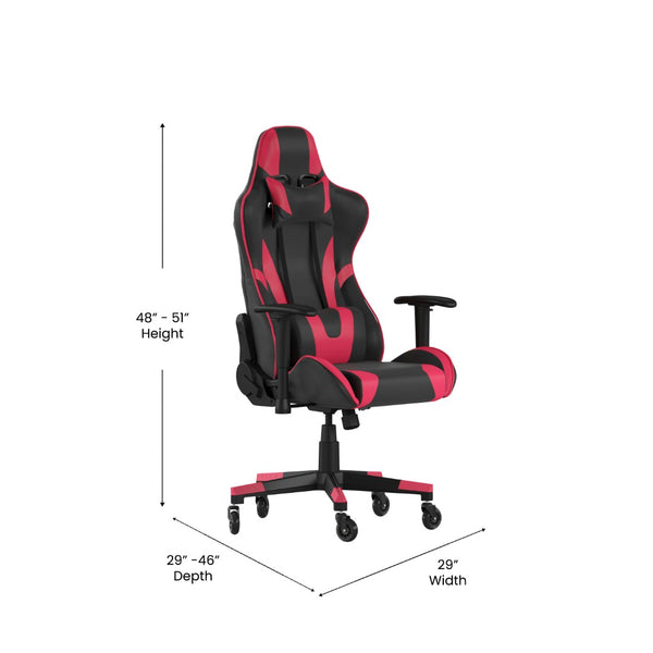 English Elm X20 Gaming Chair - Ergonomic Racing-Style Office Chair with Reclining Back and Smooth Roller Wheels Red CH-187230-1-Red-RLB-GG