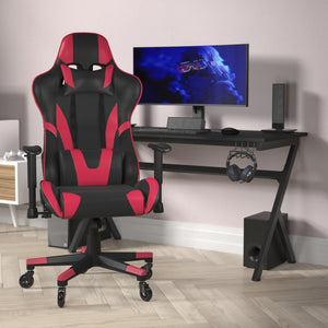 English Elm X20 Gaming Chair - Ergonomic Racing-Style Office Chair with Reclining Back and Smooth Roller Wheels Red CH-187230-1-Red-RLB-GG