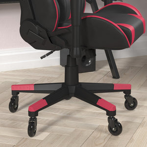 English Elm X20 Gaming Chair - Ergonomic Racing-Style Office Chair with Reclining Back and Smooth Roller Wheels Red CH-187230-1-Red-RLB-GG