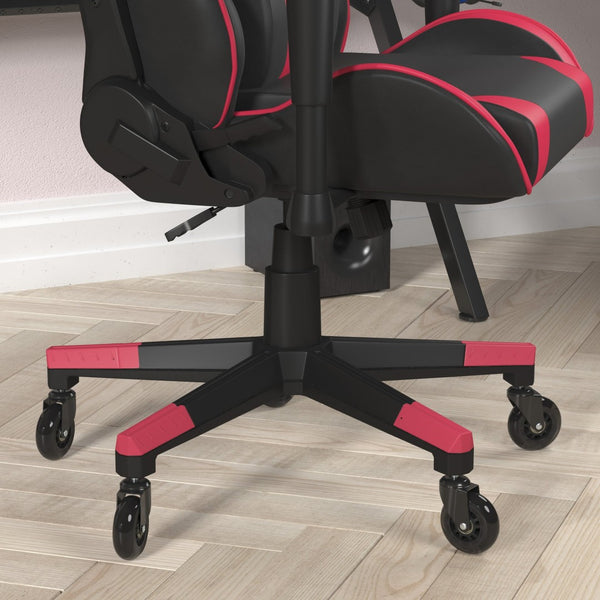 English Elm X20 Gaming Chair - Ergonomic Racing-Style Office Chair with Reclining Back and Smooth Roller Wheels Red CH-187230-1-Red-RLB-GG