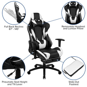 English Elm X30 Gaming Chair Ergonomic Office Chair with Fully Reclining Back, Slide-Out Footrest & Comfort Support Black CH-187230-BK-GG