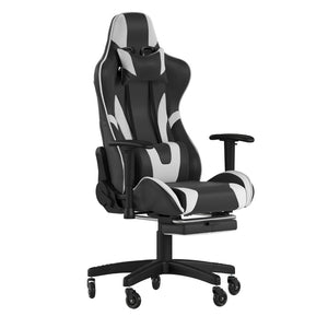 English Elm X30 Gaming Chair – Ergonomic Racing-Style Design with Reclining Back, Footrest & Smooth Roller Wheels Black CH-187230-BK-RLB-GG