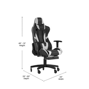 English Elm X30 Gaming Chair – Ergonomic Racing-Style Design with Reclining Back, Footrest & Smooth Roller Wheels Black CH-187230-BK-RLB-GG