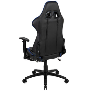 English Elm X30 Gaming Chair Ergonomic Office Chair with Fully Reclining Back, Slide-Out Footrest & Comfort Support Blue CH-187230-BL-GG