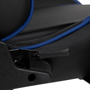 English Elm X30 Gaming Chair Ergonomic Office Chair with Fully Reclining Back, Slide-Out Footrest & Comfort Support Blue CH-187230-BL-GG