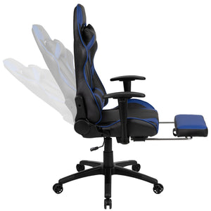 English Elm X30 Gaming Chair Ergonomic Office Chair with Fully Reclining Back, Slide-Out Footrest & Comfort Support Blue CH-187230-BL-GG