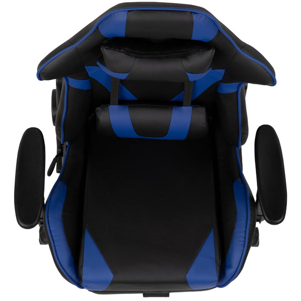 English Elm X30 Gaming Chair Ergonomic Office Chair with Fully Reclining Back, Slide-Out Footrest & Comfort Support Blue CH-187230-BL-GG