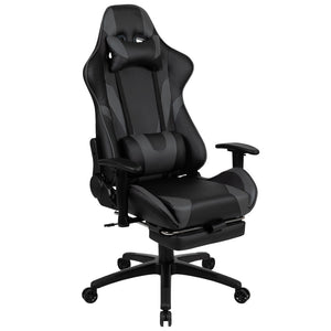 English Elm X30 Gaming Chair Ergonomic Office Chair with Fully Reclining Back, Slide-Out Footrest & Comfort Support Gray CH-187230-GY-GG