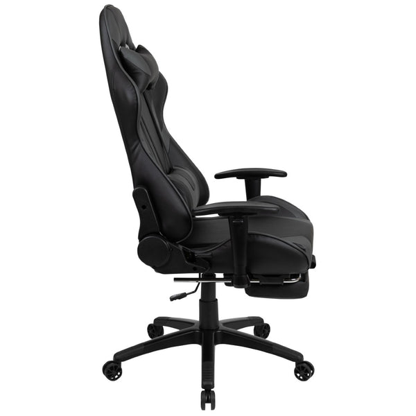 English Elm X30 Gaming Chair Ergonomic Office Chair with Fully Reclining Back, Slide-Out Footrest & Comfort Support Gray CH-187230-GY-GG