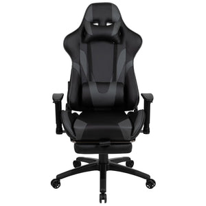 English Elm X30 Gaming Chair Ergonomic Office Chair with Fully Reclining Back, Slide-Out Footrest & Comfort Support Gray CH-187230-GY-GG