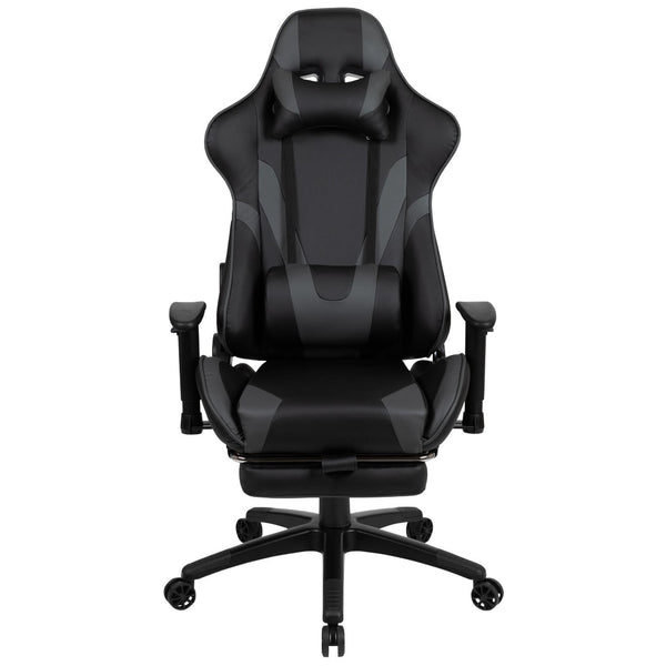 English Elm X30 Gaming Chair Ergonomic Office Chair with Fully Reclining Back, Slide-Out Footrest & Comfort Support Gray CH-187230-GY-GG