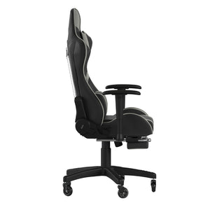 English Elm X30 Gaming Chair – Ergonomic Racing-Style Design with Reclining Back, Footrest & Smooth Roller Wheels Gray CH-187230-GY-RLB-GG