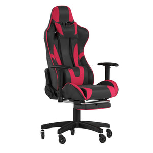 English Elm X30 Gaming Chair – Ergonomic Racing-Style Design with Reclining Back, Footrest & Smooth Roller Wheels Red CH-187230-RED-RLB-GG