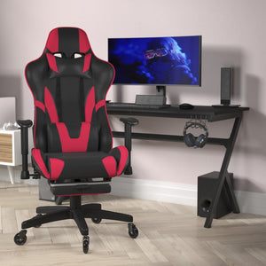 English Elm X30 Gaming Chair – Ergonomic Racing-Style Design with Reclining Back, Footrest & Smooth Roller Wheels Red CH-187230-RED-RLB-GG