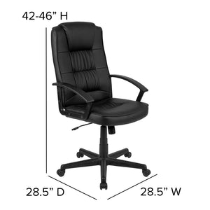 English Elm Biscayne High-Back LeatherSoft Task Office Chair - Ergonomic Comfort with Adjustable Features & Arms CH-197051X000-BK-GG