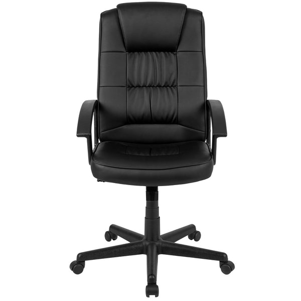 English Elm Biscayne High-Back LeatherSoft Task Office Chair - Ergonomic Comfort with Adjustable Features & Arms CH-197051X000-BK-GG