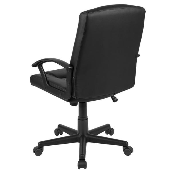 English Elm Coffman Mid-Back Black LeatherSoft Task Chair - Comfortable, Adjustable Office Seating for Productivity CH-197220X000-BK-GG