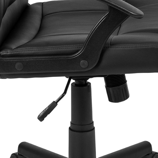 English Elm Coffman Mid-Back Black LeatherSoft Task Chair - Comfortable, Adjustable Office Seating for Productivity CH-197220X000-BK-GG
