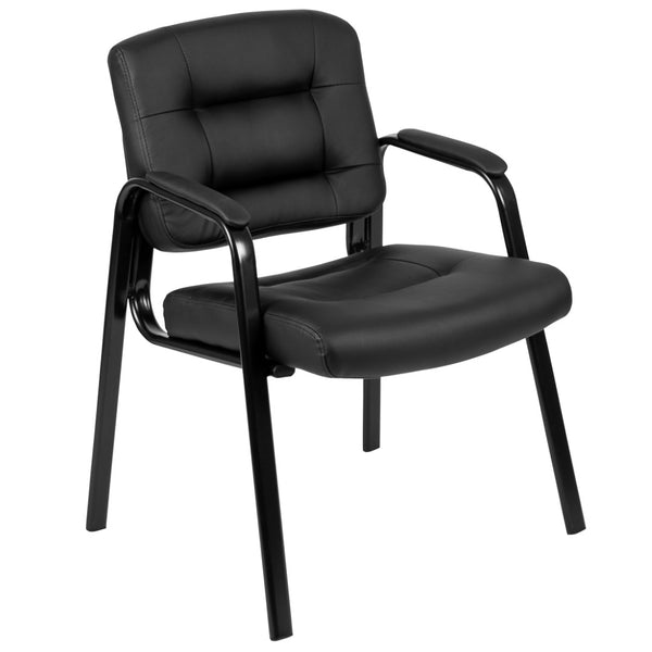 English Elm Darwin Executive Reception Chair: Sleek Black LeatherSoft Design with Sturdy Metal Frame for Comfort CH-197221X000-BK-GG